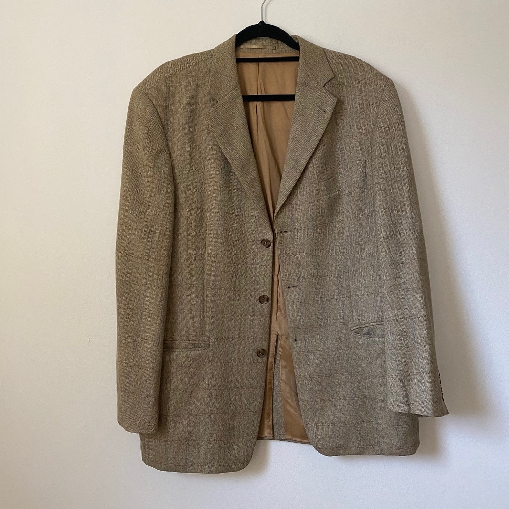 Westbury Herringbone Wool Linen Suit Jacket Blazer